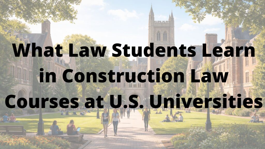 What Law Students Learn in Construction Law Courses at U.S. Universities